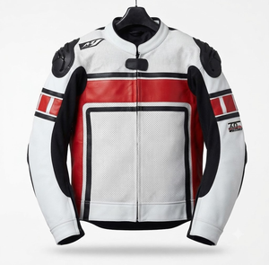 Men’s CE Level 2 Cowhide Leather Moto <b>Racing</b> <b>Jacket</b>/Chaqueta Motorcycle Track Protective Riding Approved Gear - Product Image 1