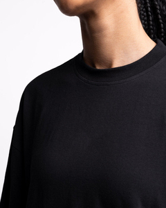T-shirt ample à manches courtes pour femme avec logo personnalisé, en jersey noir uni, respirant et anti-humidité, style streetwear - Product Image 6