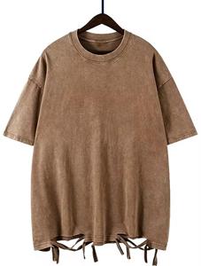 Camiseta Casual de Hombre Oversize de Manga Corta con Cuello Redondo, Tejido de Poliéster, Antipilling, 250g, con Detalles de Lazos en la Parte Inferior - Product Image 5