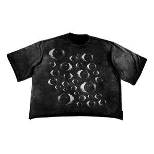 Camiseta de jersey de corte holgado con hombros caídos, lavado ácido, cuello simulado, estilo vintage, oversize, casual - Product Image 1