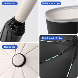 2025 parapluie de voyage coupe-vent inversé automatique personnalisé Double auvent avec logo de style pli inversé à bande réfléchissante imprimé - Product Image 4