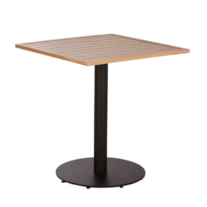 Table de repas d'extérieur carrée CarmeloAL en teck massif avec pieds en aluminium, finition naturelle - Product Image 3