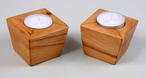 Portavelas de madera contemporáneo para velas de té: Acabado pulido a mano - Product Image 5