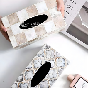 Caja de pañuelos de mosaico, portapañuelos rectangular con incrustaciones de nácar para hoteles, spas y decoración del hogar - Product Image 3