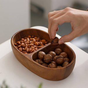 Bandeja de madera para frutos secos, premium, ecológica, plato de madera para aperitivos, frutas, bocadillos, hecha a mano para uso en la mesa de comedor. - Product Image 1
