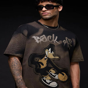 Vente en gros de t-shirts pour hommes en coton lourd, 300 grammes, à épaules dénudées, à manches courtes, t-shirts oversize blancs pour hommes - Product Image 3