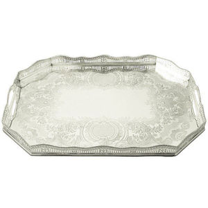Bandeja de té marroquí de cobre hecha a mano, nueva, moderna, grabada, de metal, de lujo, árabe, con asas, en oferta al por mayor - Product Image 5