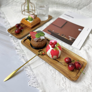 Lot de 2 Plateaux en Bois d'Acacia Faits à la Main Plateaux de Service Écologiques Rectangle pour Pain Gâteau Snacks Fromage Fruits Salle à Manger Usage Domestique - Product Image 6