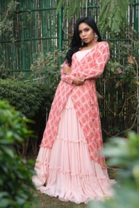 Bohemian Maxi <b>Dress</b> With Paisley Print Long Sleeve V-Neck <b>Loose</b> Fit Georgette Wrap And Tie Summer Casual <b>Dress</b> with Pearl work - Product Image 2