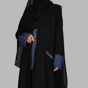 Ensemble Abaya et Hijab Assorti en Satin à Carreaux pour Femme, Coupe Longue Évasée, Vêtement Islamique Haut de Gamme Prêt à la Vente - Product Image 5