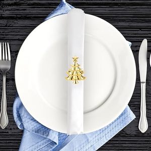 Anneau de serviette de table de Noël en or de luxe, artisanat métallique, décoration de table festive, pour dîner de fête, mariage, banquet - Product Image 6