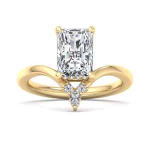 Drop <b>Crown</b> Cluster Curved Looping Shank Romantic Propose Radiant Cut Moissanite Diamond 925 Sterling Silver <b>Ring</b> - Product Image 5