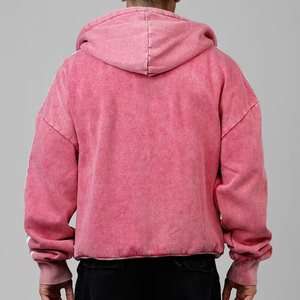 Relaxed Fit Acid Washed Hoodie Customizable Soft Cotton Pullover Washed Sweatshirt Casual Street Apparel For <b>Printing</b> - Product Image 2
