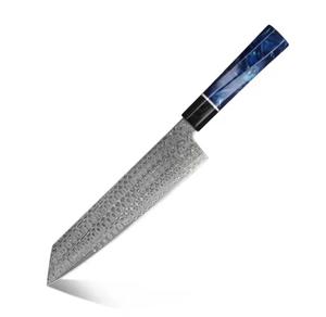 Cuchillo de Chef Artesanal de Damasco con Diseño de Gota de Lluvia, Mango de Madera, Revestimiento Antiadherente, Apto para Lavavajillas, Hoja de 8-9.9 Pulgadas para Uso en la Cocina - Product Image 3