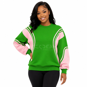Sudadera Cosh International Sorority Sisterhood en Verde y Rosa con Bloques de Color, Cuello Redondo, Manga Larga, 100% Poliéster para Mujer - Product Image 3