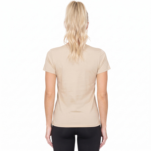 T-shirt de fitness imprimé 100 % coton et polyester pour femme, coupe ajustée, séchage rapide, pour yoga et exercice, manches courtes, anti-UV - Product Image 2