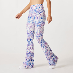High Waist <b>Flared</b> <b>Leggings</b> Women Geometric Print Full Length Yoga Pants Stretch Breathable Comfortable All Seasons - Product Image 1