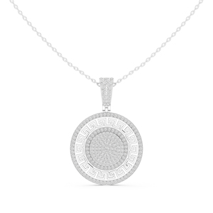Collier pendentif médaillon en or rose 14 carats avec diamants, chaîne à maillons roses, bijoux de luxe pour femmes - Product Image 5