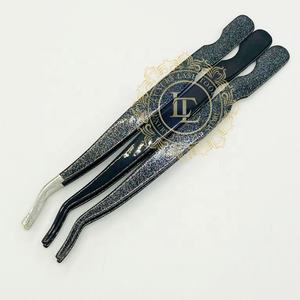 High Quality Stainless Steel Eyelash Extension <b>Applicator</b> Tweezers Black Silver Glitter New Style Private <b>Label</b> Product - Product Image 5