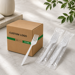 Cuillère en plastique écologique EcoRev ECO72, blanche, en PP de qualité alimentaire, jetable, personnalisable avec logo, pour fêtes - Product Image 1