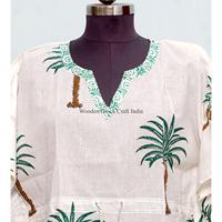 Magnifique Kaftan Long en Coton Biologique 100% Écologique et Naturel pour Femme, Imprimé Floral, Vêtement Tendance d'Été pour l'Automne