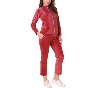 Custom Zip up Crop Top Hoodie Embroidered logo Velvet Sweatshirt and <b>Sweatpants</b> Jogger Velour Tracksuit Two Pieces <b>Set</b> for Women - Product Image 3
