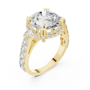 แหวนหมั้นเพชรแล็บโกรว์ทองคำ 14K สีเหลืองทอง ดีไซน์มินิมอลคลาสสิก ประดับเพชรทรงอิมพีเรียลโรส บริลเลียนซ์ แหวนเพชรทรงมงกุฎเวโลเรีย - Product Image 2