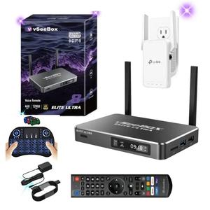 Best Sales Original VseeBOX ELITES ULTRA 8 <b>Android</b> <b>TV</b> <b>BOX</b> (Wifi Extender + Keyboard Included) - Product Image 1