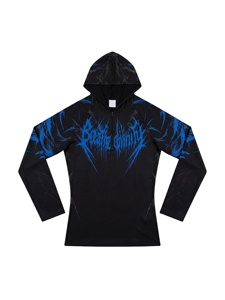 Camiseta Deportiva 2026 Personalizada con Estampado Gótico Oscuro, Media Cremallera, Capucha, 100% Algodón, Corte Ajustado, Transpirable, de Alta Elasticidad y Secado Rápido, Manga Larga - Product Image 4