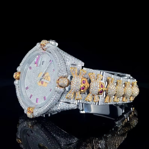 Montre automatique élégante pour homme en acier inoxydable avec design hip-hop personnalisé, sertie de diamants Moissanite taille VVS et quartz - Product Image 4