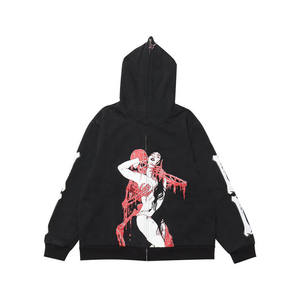 Sweat à capuche entièrement zippé personnalisé avec votre logo, couleur et impression – Fabricant de vêtements streetwear OEM de premier choix – Sweats à capuche classiques zippés unisexes - Product Image 1