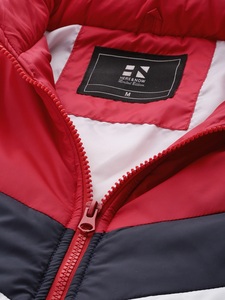 Blouson matelassé pour homme, couleur rouge, col montant, fermeture éclair sur le devant, coupe-vent, vêtement d'hiver décontracté, coupe régulière - Product Image 6