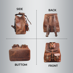 Mochila de cuero genuino de estilo vintage moderno — Bolso de hombro ligero hecho a mano para viajes - Product Image 2
