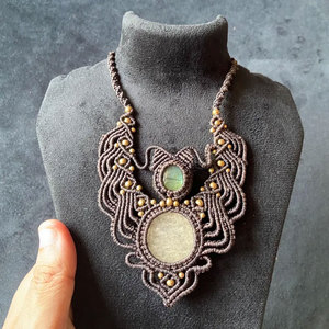 สร้อยคอแมคราเม่โลหะผสมสังกะสี รูปทรงลูกบอล โซ่ไม้ไผ่ บริษัทมังกัลมาย ขายส่งเครื่องประดับโบโฮหลายชนิดจากอินเดีย - Product Image 5