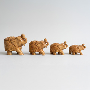 Premium Handmade Sheesham Wood <b>Elephant</b> Family Statue Set Wooden Animal Figurines for Home <b>Decoration</b> Office Desk Display - Product Image 1