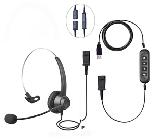 Casque USB Talkvioce 360D à réduction de bruit avec interface <span class=keywords><strong>QD</strong></span> pour centre d'appels téléphoniques, avec coussinets d'oreille - Product Image 2