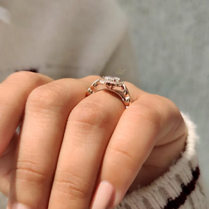 Halo Setting Fashion Moissanite Emerald And Round Cut <b>Diamond</b> <b>Ring</b> Luxury Jewelry for Wedding Party Engagement Gift Available - Product Image 4