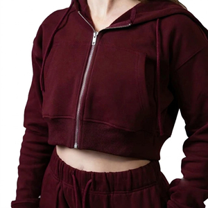 Sudadera con Capucha Corta Negra para Mujer, con Cierre Frontal, Estilo Casual Urbano, Logotipo Personalizado - Product Image 4