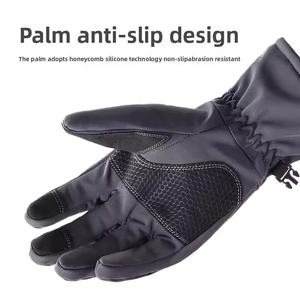 Guantes de esquí cálidos de 5 dedos Fall Line con soporte de cuero personalizado, puño de neopreno, impermeables, autocalentables y cierre de gancho y bucle para esquí. - Product Image 3