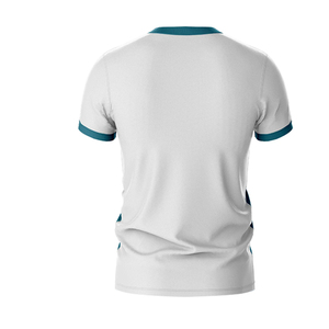 Camiseta de Fútbol con Cuello en V para Hombre, Impresión Sublimada, Absorbe la Humedad, Corte Atlético, Manga Corta, para Todas las Temporadas, Diseño Degradado Blanco y Verde Azulado - Product Image 4