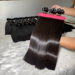 Extensiones de cabello humano virgen crudo Color Natural # 1B Super Double Drawn Bone Straight Style Producto de calidad para ventas de Navidad - Product Image 1