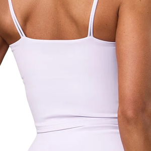 Débardeur de sport décontracté pour femme, rose clair, à double bretelle, court, respirant, en maille unie, extensible, pour yoga et entraînement, sans manches - Product Image 6