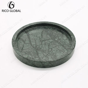 ถาดเสิร์ฟหินอ่อนทรงกลมสีเขียวขัดเงาสำหรับใช้ในบ้าน - Product Image 3