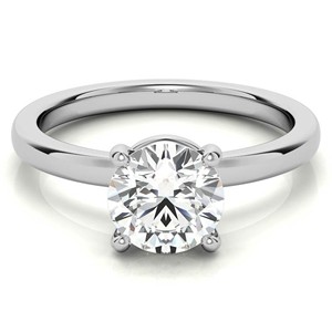 Anillo de compromiso solitario de moissanita de 1 quilate con corte redondo, probado con detector de diamantes, de oro blanco de 10K, para ella. - Product Image 2