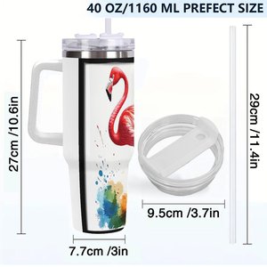 Stainless Steel Tumbler 40oz <b>Insulated</b> Travel Mug With Flamingo Design For Outdoor Use - Product Image 4