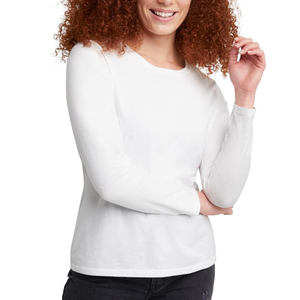 Camiseta Duradera de Manga Larga para Mujer, Transpirable, Cómoda, Corte Ajustado, Informal, Lisa, Hecha en Pakistán, Cuello Redondo, Talla Grande, Diseño Sólido - Product Image 4