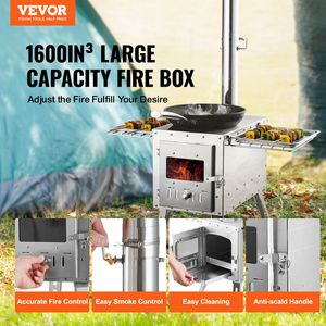 86-Inch Stainless Steel Portable Wood Burning <b>Stove</b> 8 Chimney Pipes Gloves 3000in³ Firebox Hot <b>Stove</b> <b>Camping</b> <b>Stove</b> <b>Accessories</b> - Product Image 2