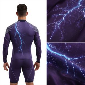 T-shirt de compression pour homme violet royal avec strass, séchage rapide, manches longues, vêtement de sport, vente en gros - Product Image 4
