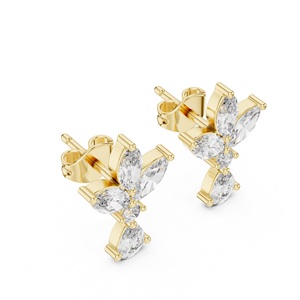Wholesale Designer Fashion Earrings Marquise Shape Moissanite Diamond <b>Studs</b> Handmade Sterling <b>Silver</b> 925 Earrings - Product Image 6