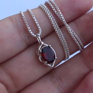 Pendentif vintage en pierre rouge grenat antique, fait main, plaqué argent, multi-pierres, élégant cadeau pour femme, bijoux - Product Image 2
